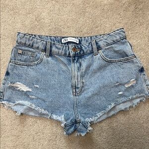 Zara Blue Jean Shorts Distressed